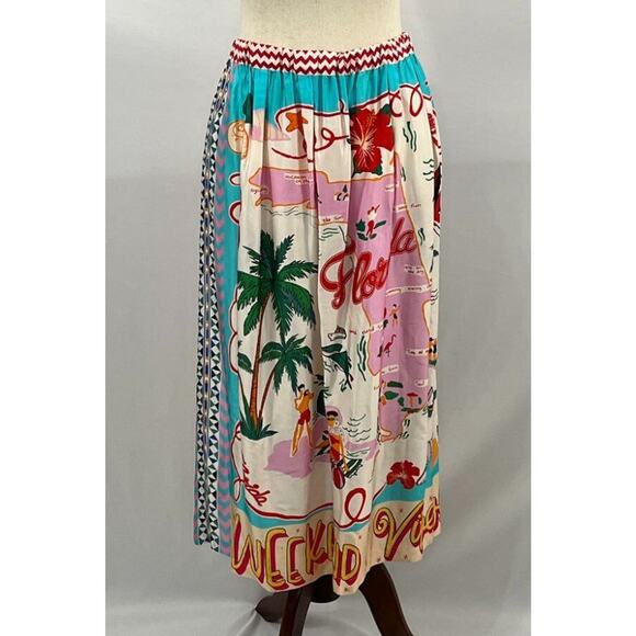 ME369 Sz XS-S Alexa Florida Printed Midi Skirt NWT - Picture 9 of 12